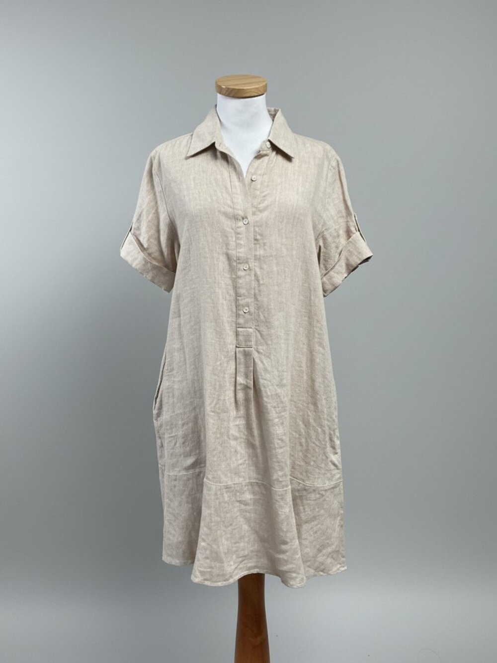 J. McLaughlin khaki linen Wellesley dress, Size M